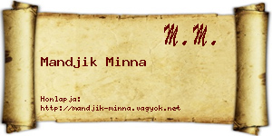 Mandjik Minna névjegykártya